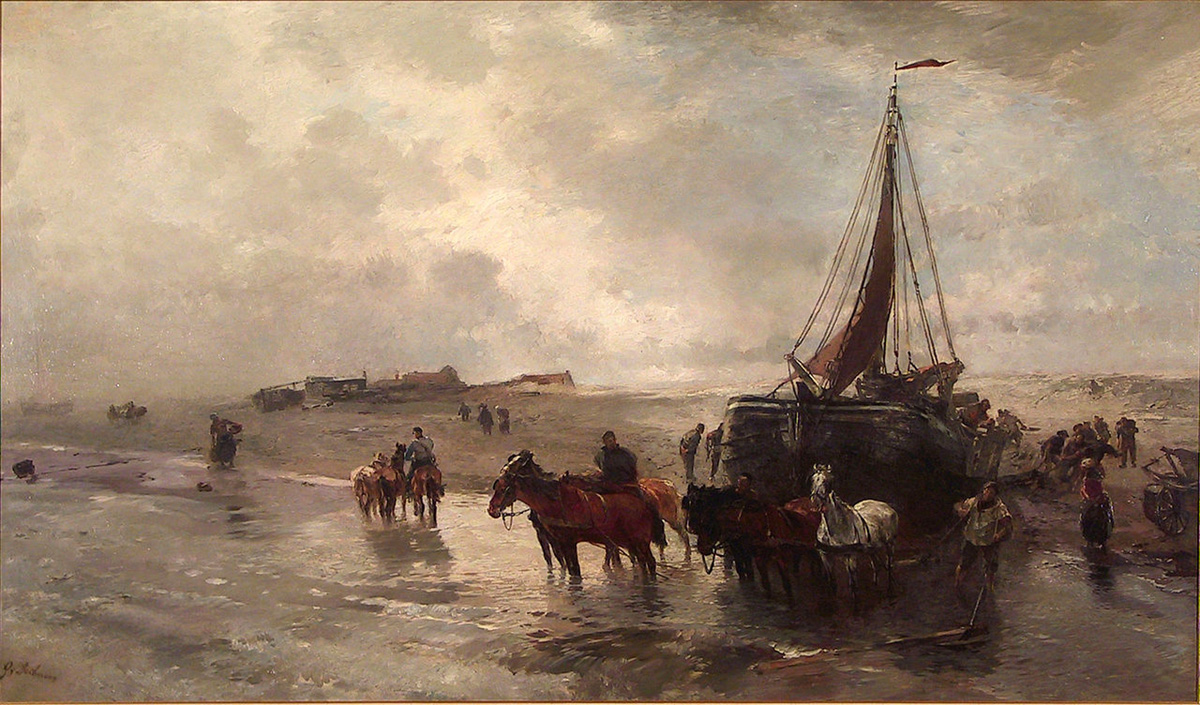 launching a fisher boat in holland